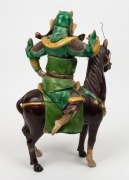 An antique Chinese famille vert roof finial of a mounted warrior, 19th century, ​​​​​​​42cm high - 2