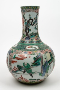 A Chinese famille vert porcelain vase, 19th/20th century, ​​​​​​​36cm high