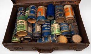 Assorted Edison cylinders in vintage suitcase, (qty)