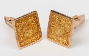 HERMES pair of 9ct yellow gold cufflinks, stamped 9ct", 13.2 grams