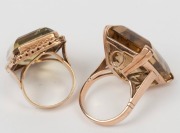 Two vintage 9ct gold and large topaz rings, 36.5 grams total - 2