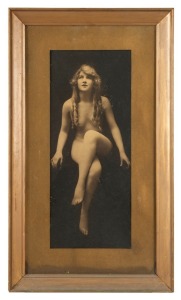 A framed vintage print of a seated nude, early 20th century, ​​​​​​​79 x 46cm 