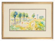 ARTIST UNKNOWN, two framed watercolour paintings of garden scenes, the largest 57 x 71cm overall - 2