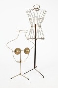 Two vintage wirework metal shop display mannequins, 20th century, 135cm and 79cm high.