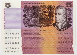 FIVE DOLLARS, 1979 Knight/Stone (1979) (R.207), Unc. (8).
