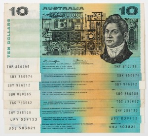 TEN DOLLARS, Coombs/Wilson (1966) (R.301) (3); Phillips/Randall (1968) (R.303) (2); Phillips/Wheeler (1972) (R.304) (1); Knight/Wheeler (1976) (R.306b) (1); and Johnston/Fraser (1985) (R.309) (2). Total: 9; VF/aUnc.