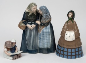 Three assorted porcelain statues by&nbsp;Bing & Gr&oslash;ndahl, Royal Copenhagen and Kirsch&nbsp;Wiener Porzellan, ​​​​​​​the largest 29cm high