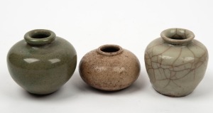 Three antique Chinese ceramic pots including Sung Dynasty, ​​​​​​​the largest 6cm high