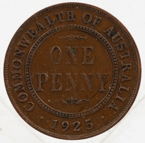 George V, 1925 Penny, Vf.