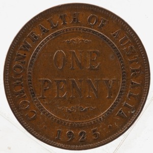 GEORGE V, 1925 Penny, gF.