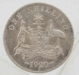 GEORGE V, 1920 One Shilling, VF/VF+.