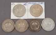 1937 Crowns (5) and a single 1938. mixed condition. (Total: 6)