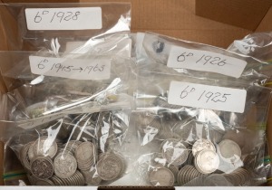 1910 - 1945 accumulation in packets; unsorted for condition or varieties. (2.05kg), plus a small quantity of 1945-63 examples.