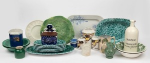 Assorted ceramic kitchen ware, serving platters, jugs, canisters etc, including an ARABIA Finnish porcelain pig, 19th/20th century, (26 items), the bottle 27cm high.