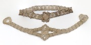 Two vintage silver finished ornate belts, 19th/20th century, ​​​​​​​the larger 58cm long