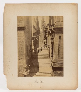 MALTA: A group of five large format albumen paper prints of scenes in Valletta individually laid down on large cards, images of various sizes up to 27 x 20cm. (5).
