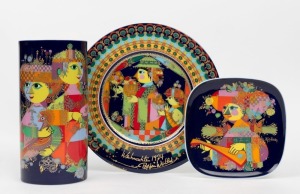 ROSENTHAL Studio Linie porcelain vase, plate and dish, all designed by&nbsp;Bj&oslash;rn Wiinblad, (3 items), the vase 24.5cm high