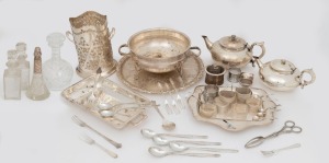 Two Robur teapots, assorted silver plated table ware, napkin rings, cutlery, etc. (qty)