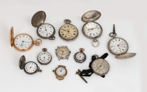 Eleven assorted antique and vintage pocket watches and wristwatches, 19th and 20th century