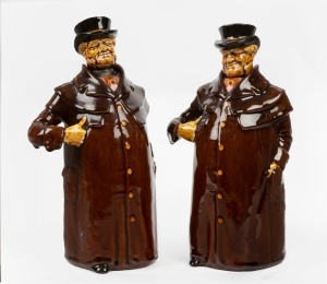 ROYAL DOULTON KINGSWARE&nbsp;"Coachman" pair of&nbsp;whisky flagons, circa 1932, black factory mark to bases, 25cm high