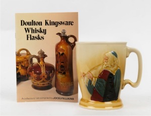 ROYAL DOULTON&nbsp;porcelain tankard; together with "Doulton Kingsware Whisky Flasks" collector's booklet, (2 items), black factory mark to base, 13cm high