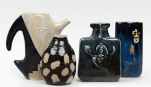 Modern Asian ceramic water pot and three vases, late 20th century, ​​​​​​​the largest 21cm high