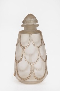 LALIQUE "PERLES" French Art Deco frosted glass bottle, circa 1926, engraved "R. Lalique, France No.602" and impressed "R. LALIQUE", 13.5cm high