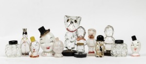 Twelve assorted vintage figural glass perfume bottles, the largest 13.5cm high