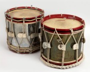 Two marching band drums, 20th century, 35cm and 37cm high, (drumhead 35cm diameter)