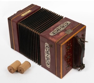 TANZIBAR&nbsp;ACCORDIAN&nbsp;with two additional rolls, bearing retailer's plaque "THE CENTURY COMPANY, Roma House, George St. Sydney", 20cm high