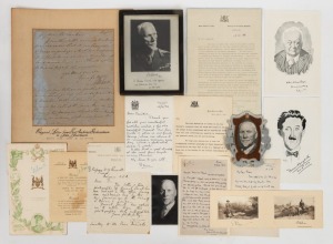 SOUTH AFRICA: collection of signed documents, photographs and correspondence relating to South African history from the 1850s - 1970s. Includes letters and documents signed by Prime Minister Jan Smuts, Thomas Boydell, Sir Abe Bailey and Sir Andries Stocke