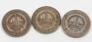 George VI, Crowns,1937 (3) F/VF.