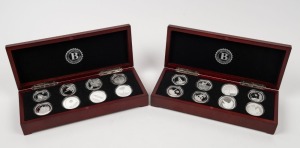 2017 Conquest of Space, sixteen $1 silver-plated cupro-nickel Proof-like coins in two matching Bradford Exchange presentation cases; each coin depicts a different space craft or event, including Gemini 3, Gemini 4, Mercury-Atlas 8, First Man on the Moon, etc. (16).
