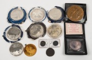 4 Ducat Franz Josef, Gold 1915 restrike, EF but with suspension loop affixed at top; together with three Roman coins (Diocletian and Constantin the Great); also two Israeli medals (Ben Gurion and Peace) and seven Franklin Mint Explorer medals. (Total: 13 