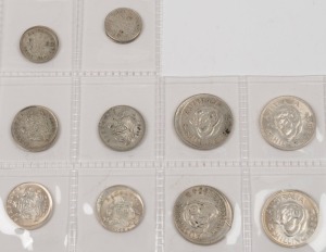 A group of OFF-CENTRE & SIMILAR STRIKES comprising of 1952 and 1954 Threepences, 1957, 1958 and 1963 (3) Sixpences, and 1954 (2), 1960 and 1961 Shillings. (Total: 10), F/Unc.