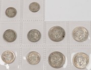 A group of OFF-CENTRE&nbsp;& SIMILAR STRIKES comprising of 1952 and 1954 Threepences, 1957, 1958 and 1963 (3) Sixpences, and 1954 (2), 1960 and 1961 Shillings. (Total: 10), F/Unc.
