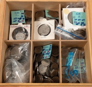 An accumulation in a wooden box, 5c - 5Fr; the 5Fr including several between 1922 and 1967. (Total: approx. 4.5kg.