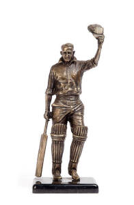 DON BRADMAN, bronze statuette "Don Bradman, Lord's 1930" by sculptor Tanya Bartlett, limited edition 66/2500, 37cm tall, signed by the artist and dated 1999. A smaller version of her statue "The Final Farewell" at the Bradman Museum in Bowral. G/VG condit