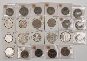 FLORINS: 1894 - 1947 (12, all diff.); HALF-CROWNS: 1914 - 1949 (10, all diff.); and an 1887 DOUBLE-FLORIN. Some lovely coins noted. (Total: 23).