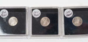 ELIZABETH II, Threepence PROOFS (2) plus a gem Unc example. (3).