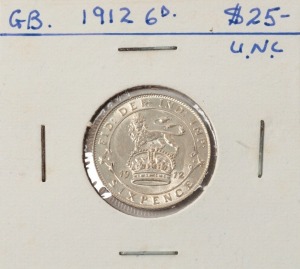 GEORGE V, 1912 Sixpence, gem Unc.