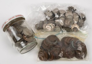 An untidy accumulation of pre-decimal coins; all denominations. Approx. 1.9kg.