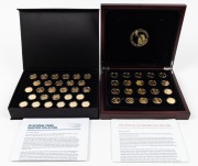 US Presidential Dollars Gold Plated Coin Collection by Macquarie Mint: 39 of 40 (lacks George Bush) in impressive presentation case.&nbsp;All coins are official US legal tender struck by the United States Mint, subsequently&nbsp;enhanced with 24-carat gold plating.