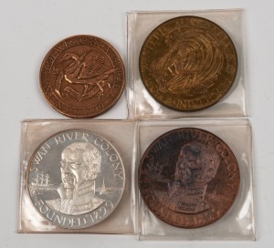 1929 Centenary of Western Australia bronze medal; plus 1979 150th Anniversary of the Swan River Colony bronze (2) and silver medals. (4 items).