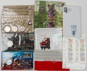 2010 stamp + medallions FDCs: Mary MacKillop (5), Kokoda (3), Wildlife Caring (3) & $3 Fishes of the Reef; together with several other FDCs and P.O.Packs. (Total: 31 items).
