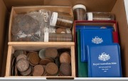 An accumulation of Australian and all-world coins in a carton; approx. 7.5kg.