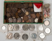 An unsorted accumulation in a small box; noted a few British Colonial items, as well. Approx. 2.9kg.