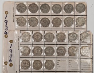 GEORGE V, 1934 (12) and 1936 (15) Florins, G/VG. (Total: 27).