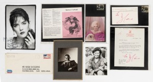 WRITERS & ARTISTS: autographs on photographs and/or correspondence from writers and visual artists, including authors Douglas Adams, Judy Blume, Barbara Cartland, Jodi Picoult and theatre director Harold Prince. (13)