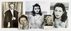 ENGLISH & EUROPEAN PERFORMERS: autographs of 19th and 20th century performers usually on photographs/images, correspondence or on piece, including Laurence Olivier, Lynn Fontanne, Sophia Loren, Dame Judi Dench, Yul Brynner, Susannah York, Gladys Cooper, B